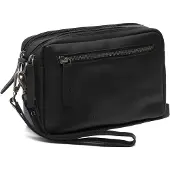 The Chesterfield Brand Leder Kulturbeutel Schultertasche Samui Wash Bag Black schwarz