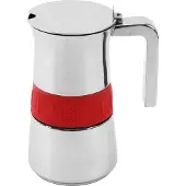 Big Buy Cooking Elegance | Italienische Kaffeemaschine, Edelstahl, Grau und Rot, 10 Tassen