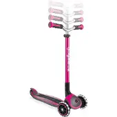 Globber MASTER LIGHTS – Tretroller Kinder, 125/80 mm, ABEC 5, 3-rädrig, höhenverstellbar, LED-Leuchtrollen, pink