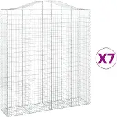 vidaXL Gabionen mit Hochbogen 7 Stk. 200x50x220/240cm Verzinktes Eisen