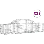 vidaXL Gabionen mit Hochbogen 13 Stk. 200x50x40/60 cm Verzinktes Eisen