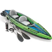 Intex Schlauchboot Angelboot Kajak Challenger K2, Set inkl. Alu-Paddel und Pumpe, 351 x 76 x 38cm, 2 Personen, 68306