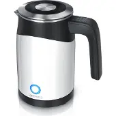 Arendo Wasserkocher 0,5 l, 1100 W, Edelstahl Single Reisewasserkocher Mini, Temperatureinstellung, weiss