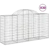 vidaXL Gabionen mit Hochbogen 30 Stk 200x50x100/120cm Verzinktes Eisen