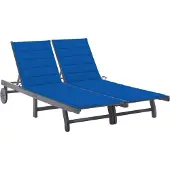 vidaXL Möbel 2-Personen-Sonnenliege mit Auflage Grau Akazie Massivholz - Gartenliegen &9010