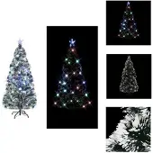 vidaXL Weihnachtsbaum mit Beleuchtung und Ständer 210 cm Glasfaser - Weihnachtsbäume