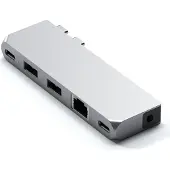 Satechi Pro Hub Mini, Kabelgebunden, USB 3.2 Gen 1 (3.1 Gen 1) Type-C, 96 W, 1000 Mbit/s, Silber, 40 Gbit/s