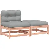 vidaXL Gartensofa ohne Armlehnen mit Kissen und Hocker