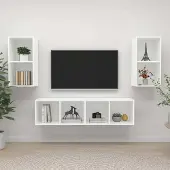 vidaXL TV-Wandschränke 4 Stk. Weiß Holzwerkstoff 3079871