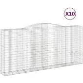 vidaXL Gabionen mit Hochbogen 10Stk. 400x50x180/200cm Verzinktes Eisen