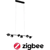 Paulmann Puric Pane 6 Pendelleuchte Zigbee Dim. Schwarz - , Puric Pane, dimmbar, Schwarz, für Wohnzimmer, Kunststoff, Modern
