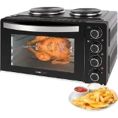 Clatronic Mini-Backofen / Kleinküche mit Kochplatten und Drehspieß - gleichzeitig kochen u. backen - Minibackofen 28L, 3100 W inkl. Zubehör - KK 3786