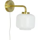 Dyberg Larsen Arp Wandleuchte Ø15 Opal/Brass - , Arp, Gold / Messing, für Wohnzimmer, Glas, Design