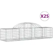 vidaXL Gabionen mit Hochbogen 25 Stk. 200x50x40/60 cm Verzinktes Eisen