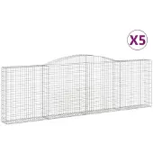 vidaXL Gabionen mit Hochbogen 5 Stk. 400x30x120/140cm Verzinktes Eisen