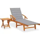 Syfax Sonnenliege mit Tisch und Auflage Akazie Massivholz