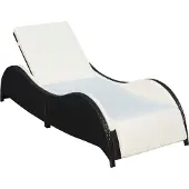 Syfax Sonnenliege mit Polsterauflage Poly Rattan Schwarz