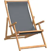 Syfax Strandstuhl Klappbar Massivholz Teak Grau