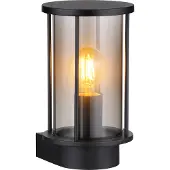 Globo Außenleuchte Edelstahl schwarz matt, Glas rauchfarben, Metallstäbe schwarz matt, Richtung Lichtschein: aufwärts, IP54, BxH: 143x252mm, AL: 152mm, exkl. 1x E27 60W 230V