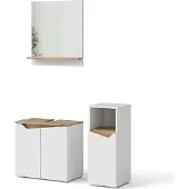 Vicco Badmöbel-Set Marelle Weiß 3 Teile, mit Midischrank, Model 40849