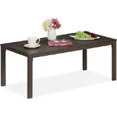 Relaxdays Gartentisch, wetterfest, auch für Terrasse und Balkon, Loungetisch, HBT: 39 x 98 x 48 cm, Outdoortisch, braun