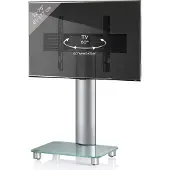 VCM TV Standfuß 32-70 Zoll | VESA max. 600x400 | Fernseh Ständer aus Alu und Glas | TV Ständer Maße ca. H. 100 x B. 60 x T. x 44 cm | Fernsehstand Tosal
