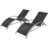 Syfax Sonnenliegen mit Tisch Aluminium Schwarz