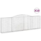 vidaXL Gabionen mit Hochbogen 10Stk. 400x30x120/140cm Verzinktes Eisen