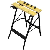 Syfax Werkbank Gelb und Schwarz MDF 62 x 56 x 75 cm, zusammenklappbar, 80 kg Tragfähigkeit
