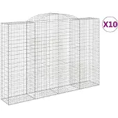 vidaXL Gabionen mit Hochbogen 10 Stk 300x50x200/220cm Verzinktes Eisen