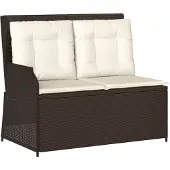 vidaXL Gartenbank Verstellbar mit Kissen Braun Poly Rattan