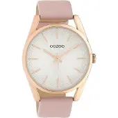 Oozoo Armbanduhr pink Leder Timepieces Damen Analog-Quarzuhr UOC10221