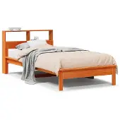 Syfax Massivholzbett mit Regal ohne Matratze Wachsbraun 75x190 cm