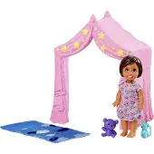 Barbie "Skipper Babysitters Inc." Schlafenszeit-Spielset mit Kleinkind Puppe, Zelt und Schlafsack