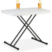 Relaxdays Campingtisch, klappbar, HBT: 71x78x49 cm, Kunststoff, Stahl, höhenverstellbar, 2 Personen, Gartentisch, weiß