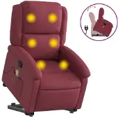 Syfax Massagesessel mit Aufstehhilfe Weinrot Stoff