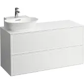 Laufen THE NEW CLASSIC Schubladenelement, Ausschnitt links, 1175x455x600mm, 2 Schubladen, zu Aufsatz-Handwaschbecken H816852, H4060870851701, Farbe: Snow (weiß matt)