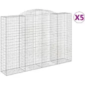 vidaXL Gabionen mit Hochbogen 5 Stk. 300x50x200/220cm Verzinktes Eisen