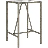 Syfax Garten-Bartisch Grau 70x70x110 cm Poly Rattan