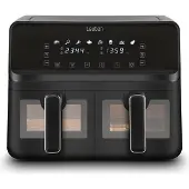 Lauben DualZone Air Fryer 8000BC, Heißluftfritteuse mit zwei Körben, Gesamtvolumen 8 l, Klarsichtfenster, 8 voreingestellte Programme