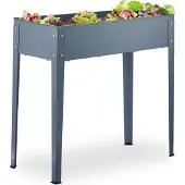 Relaxdays Hochbeet Metall, schmales Kräuterbeet, für Garten, Balkon & Terrasse, Gemüsebeet, HBT: 80 x 86 x 40,5 cm, grau