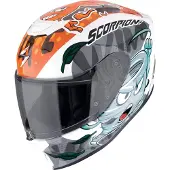 Scorpion EXO-JNR Air The4Elements Weiß Blau Orange Kinder Motorrad Helm Größe YM