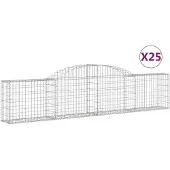 vidaXL Gabionen mit Hochbogen 25 Stk. 300x30x60/80 cm Verzinktes Eisen