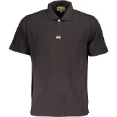 La Martina Herren Kurzarm-Polo schwarz mit Stickerei – Regular Fit & 1 Knopf