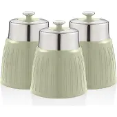 Swan SWKA1024GN Retro Set 3 Aufbewahrungsdose 1,2 L Luftdicht, Gewürze Tee Kaffee Vintage Design Grün