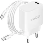 BWOO , 20W USB-C Ladegerät mit 60W Power Delivery Kabel, Weiß