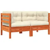 vidaXL Garten-Ecksofa mit Kissen 2 Stk. Wachsbraun Massivholz Kiefer