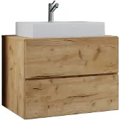 VCM 2-tlg. Waschplatz Waschtisch | Waschbecken Unterschrank Breite 80 cm | Badmöbel Set mit Schubladen | Lendas