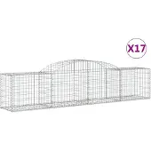 vidaXL Gabionen mit Hochbogen 17 Stk. 300x50x60/80 cm Verzinktes Eisen