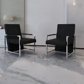 Prolenta Maison Exclusive - Sessel 2 Stk. Verchromtes Gestell Schwarz Kunstleder